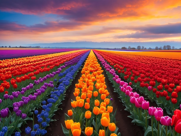 Colorful tulip field generated by AI