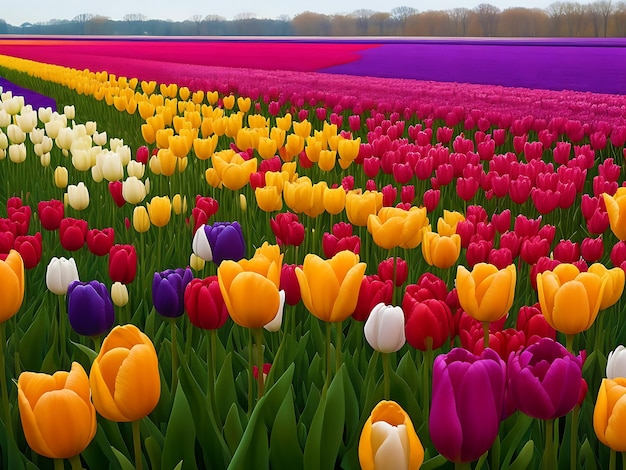 Colorful tulip field generated by AI