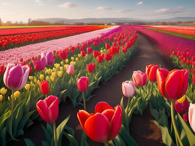 Colorful tulip field generated by AI