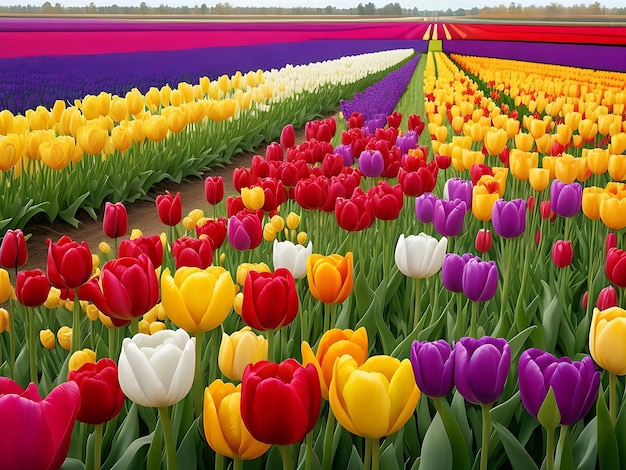 Colorful tulip field generated by AI