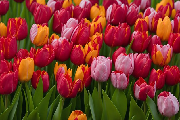 Colorful tulip field