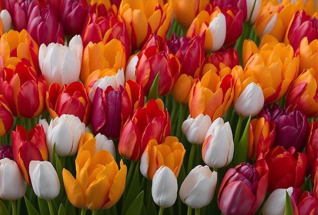 Colorful tulip field