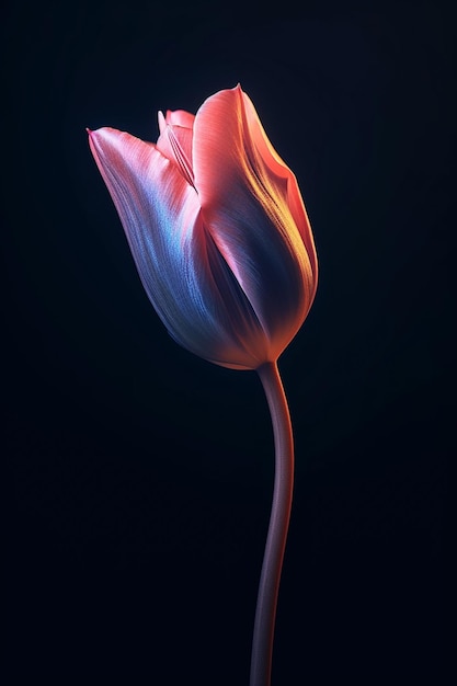 A colorful tulip with a flame on the bottom.