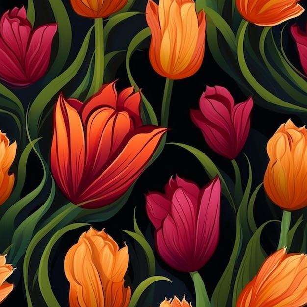 a colorful tulip with the word tulips on it.