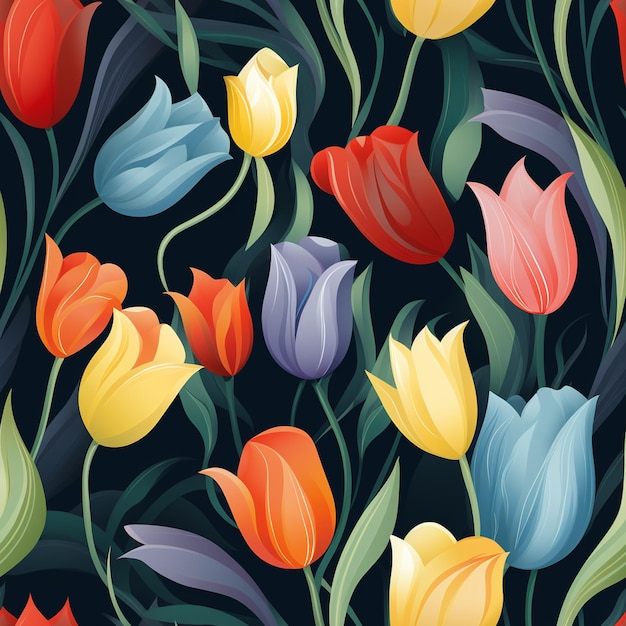 a colorful tulip with the word tulips.