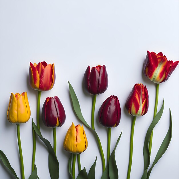 Colorful_tulips_on_white_background_floral_border_ai