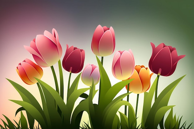 Colorful tulips spring concept background