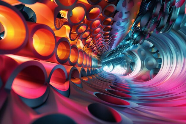 Colorful Tunnel With Diverse Colored Pipes