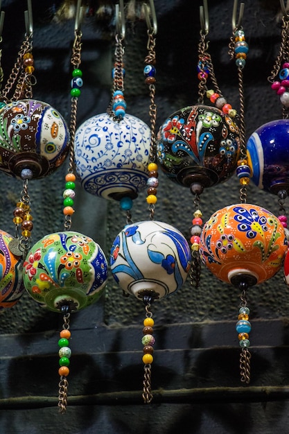 Colorful turkish ceramic balls as souvenirs