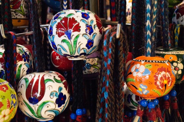 Colorful turkish ceramic balls as souvenirs