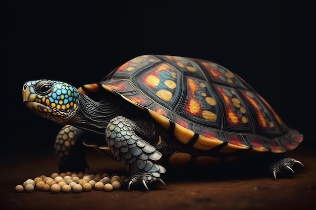 Colorful turtle illustration generative ai