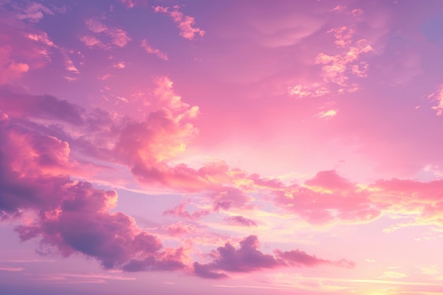 Цветное сумерковое небо с розовыми и фиолетовыми облаками в сумерках