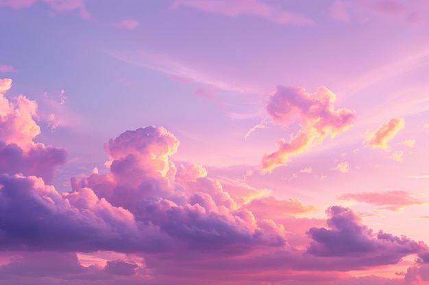 Цветное сумерковое небо с розовыми и фиолетовыми облаками в сумерках