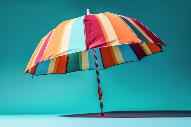 Colorful umbrella on blue background