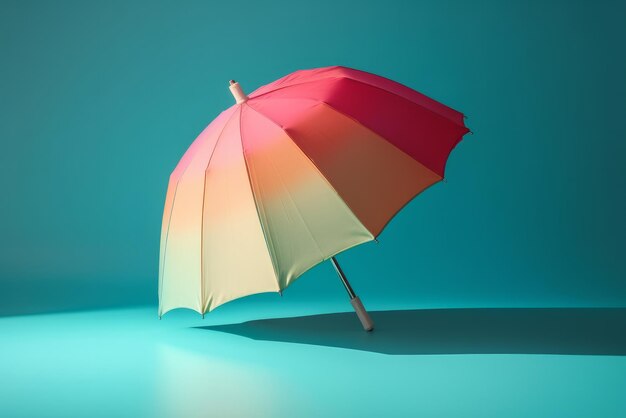 Colorful umbrella on blue background