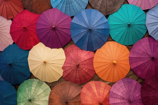 Красочные образцы ткани для зонтов для выбора, созданные с помощью генеративного ИИ