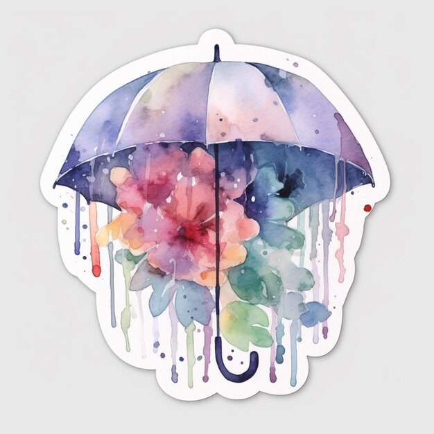 A colorful umbrella with a flower on it