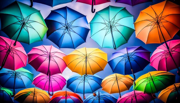 Colorful umbrellas background Generative AI Generative AI