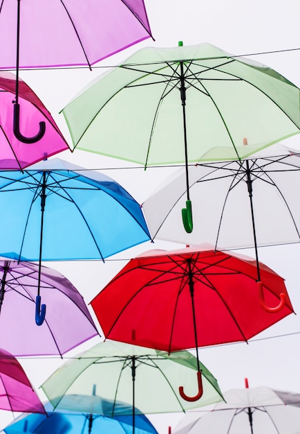 Colorful umbrellas decoration in the city