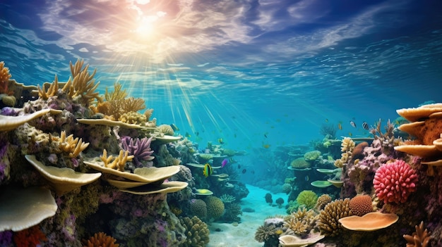 A colorful underwater coral reef