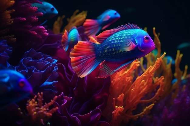 Colorful underwater world landscape generative ai