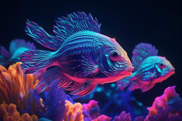 Colorful underwater world landscape generative ai