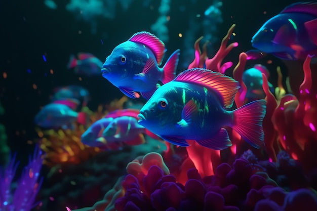 Colorful underwater world landscape generative ai