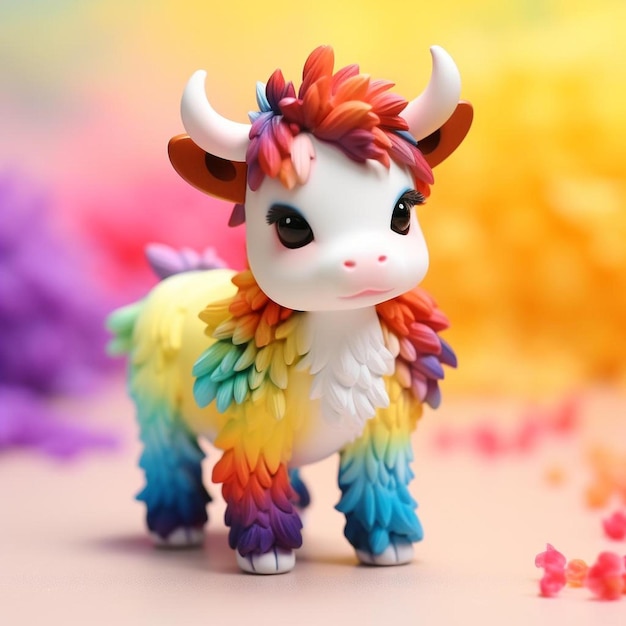 A colorful unicorn with a colorful mane and tail