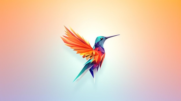 Colorful unique hummingbirds logo design template