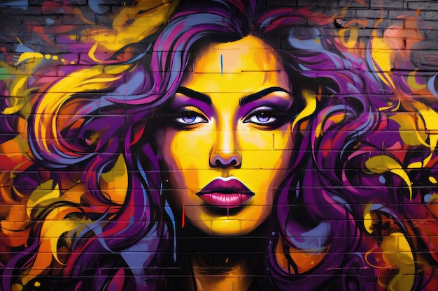 Colorful Urban Street Art Graffiti on Brick Wall