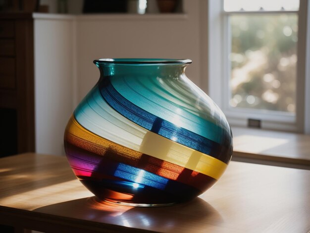 Colorful vases on a table in a modern living room ai generative