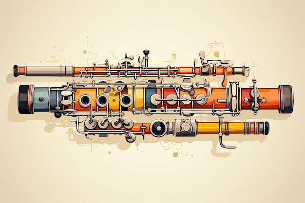 colorful vector art of minimalist illustration of a bannersaxophone AI generated