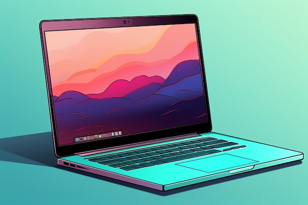 colorful vector art minimalist illustration of a laptop AI generated
