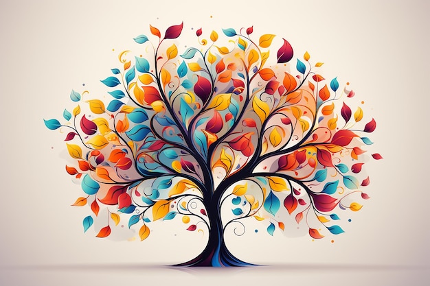 colorful vector art of minimalistic illustration of a tree AI generated