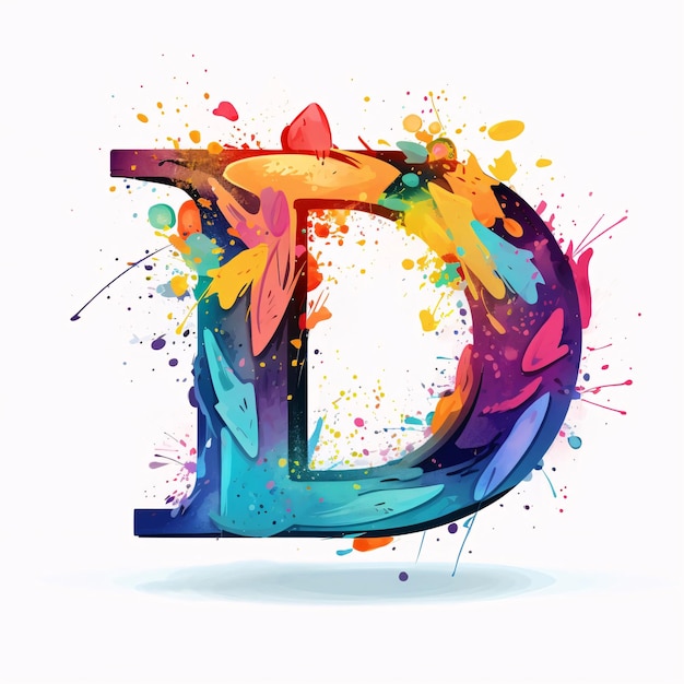 Photo colorful vector letter d with splashes and drops of paint