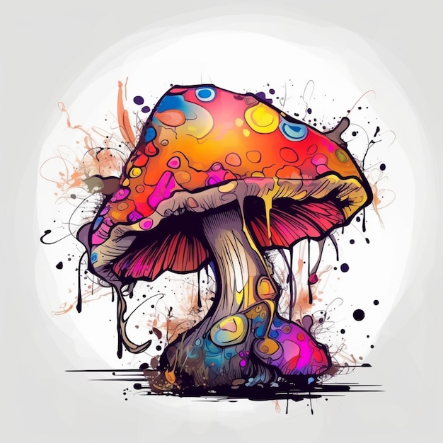 красочные векторные грибы в стиле граффити
