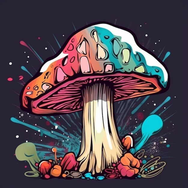 colorful vector mushroom graffiti style