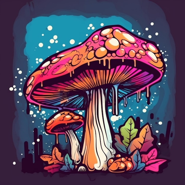 красочные векторные грибы в стиле граффити
