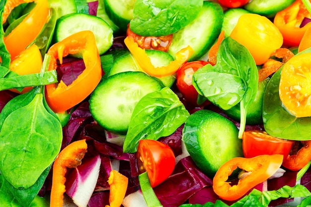 Colorful vegetable salad food background