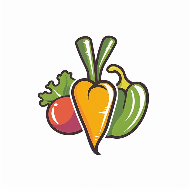 Photo colorful vegetable shop logo on white background