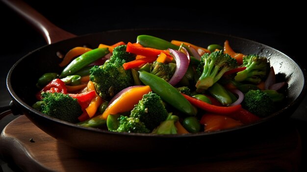 Photo colorful vegetable stirfry with an array of vibrant vegetable
