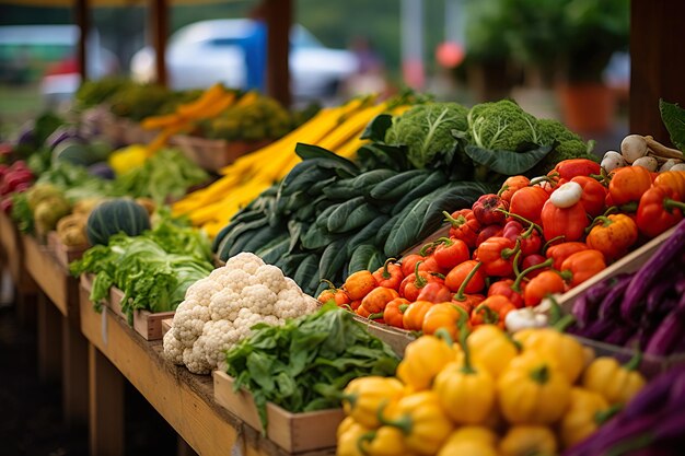 Photo colorful veggies at vibrant market