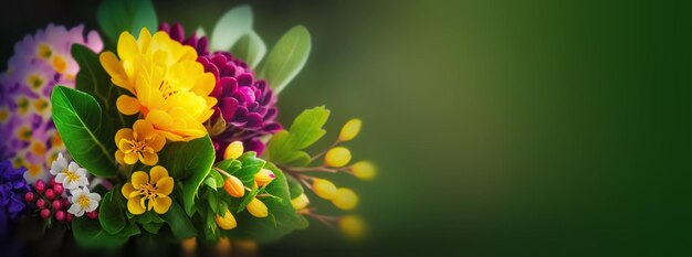 Colorful vibrant bouquet of various flowers generative ai