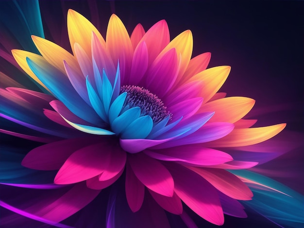 Colorful vibrant flower on black backround