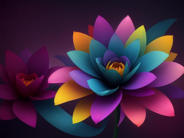 Colorful vibrant flower on black backround