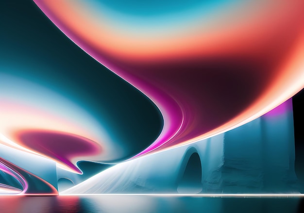 Colorful Vibrant Flowing Neon Futuristic Abstract Background Template