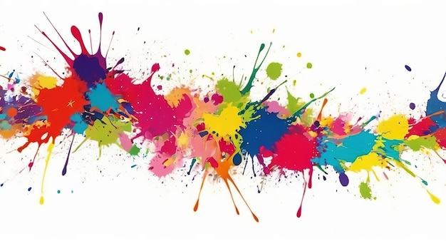 Photo colorful vibrant paint splashes on white background