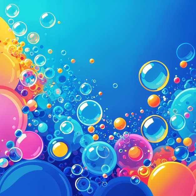 Photo a colorful and vibrant scene of bubbles floating in the air the bubbles are of various sizes and are spread throughout the frame creating a visually appealing and playful atmosphere