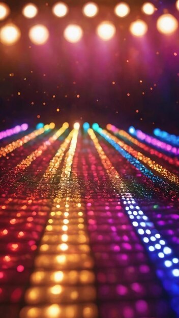 Colorful vintage bokeh lights background abstract concert lighting