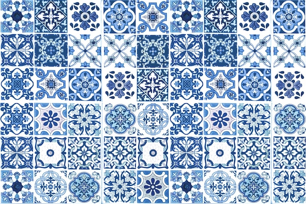 Photo colorful vintage ceramic tiles wall decorationturkish ceramic tiles wall background